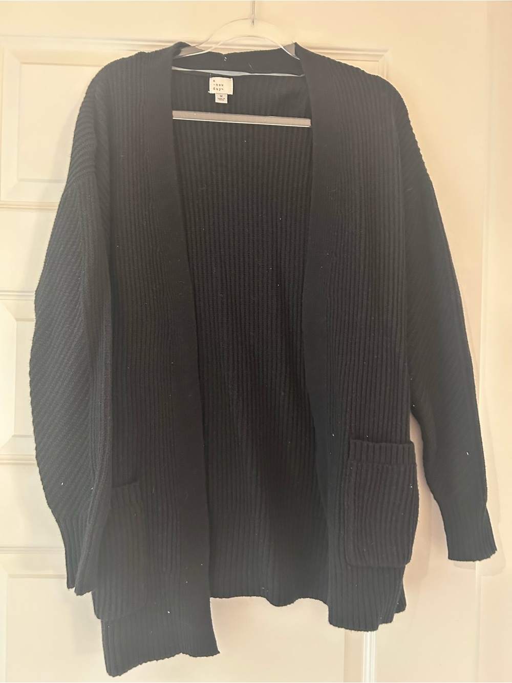 A new day black open front cardigan M